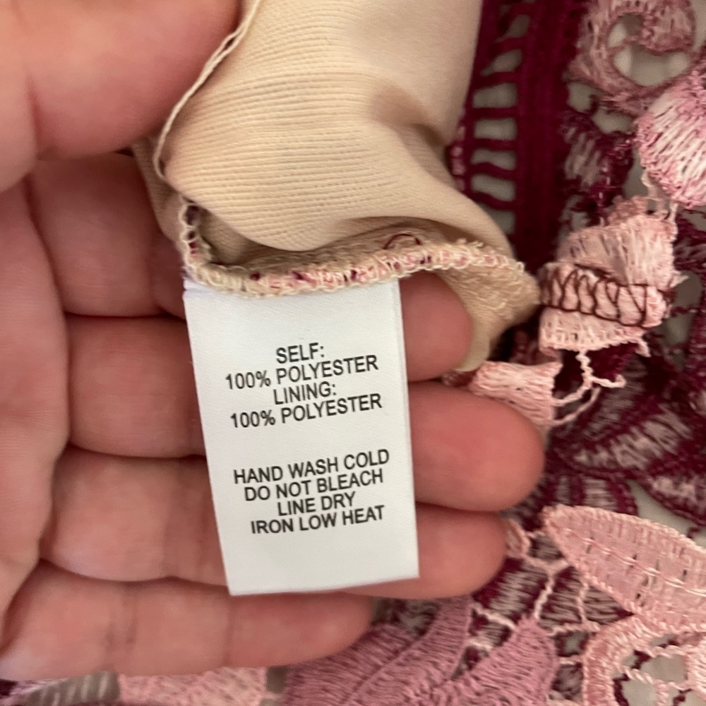 Lulu's Burgundy and Pink Lace Dress - Picture 10 of 11